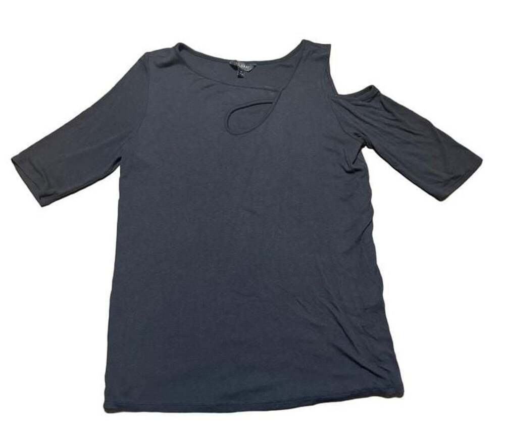 Goldray Black Cold Shoulder Cut-Out Modal Spandex 3/4 Sleeve Top Size 1X